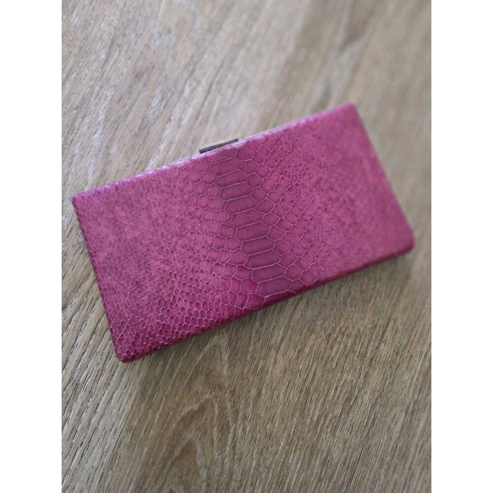 Banana Republic Women’s Pink Snake Skin Textured Genuine Leather Clutch